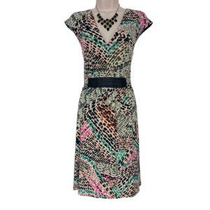 Size 14 WATERCOLOR ABSTRACT PRINT SLEEVELESS DRESS Spring Summer Wedding Party‎